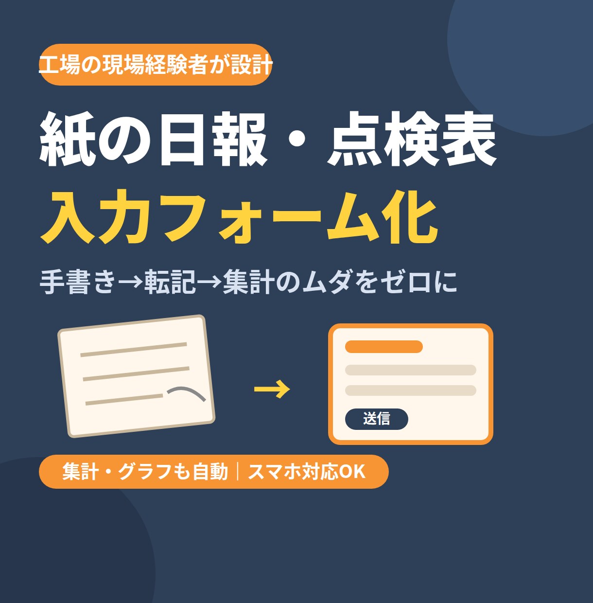 紙の日報や点検表を入力フォーム化します 手書き→転記→集計のムダをゼロに。現場経験者が設計 イメージ1
