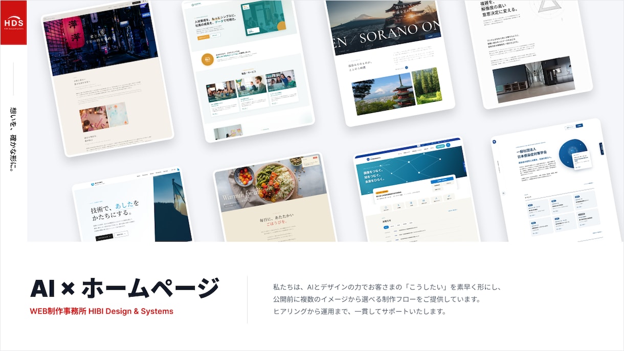 静的ホームページをお作りします AIを利用したデザイン提案で、イメージのズレないサービスです イメージ1