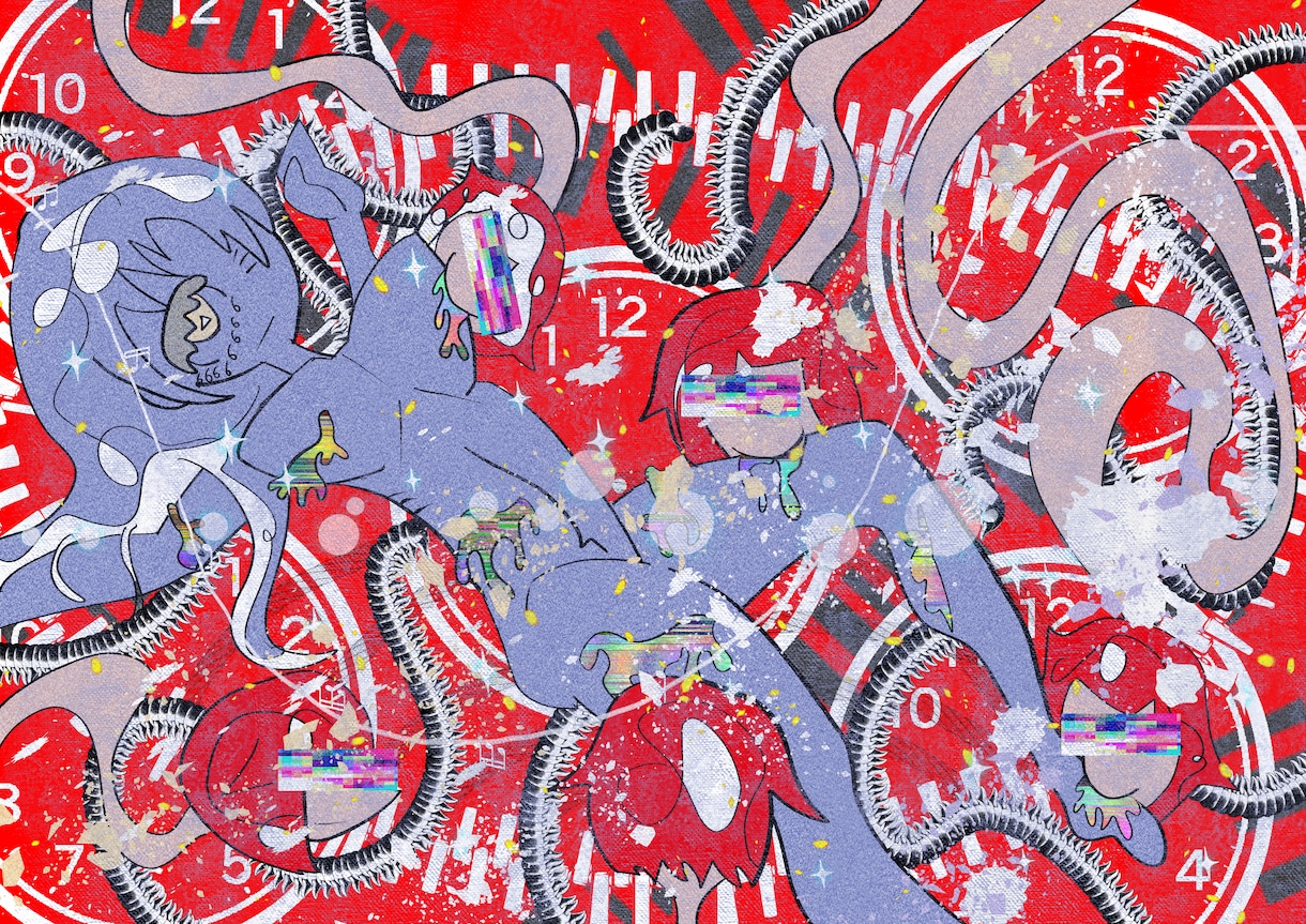ボカロMV・ジャケのアートチックな一枚絵作ります アートチックでサブカルな一枚絵描きます。可愛くて不気味です イメージ4