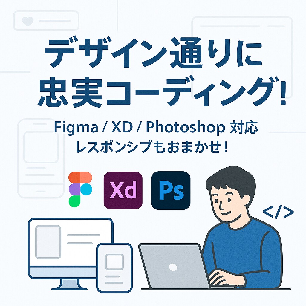 HTML/CSS/JS コーディングします レスポンシブデザイン対応可能!デザインに基づいたコーディング イメージ1