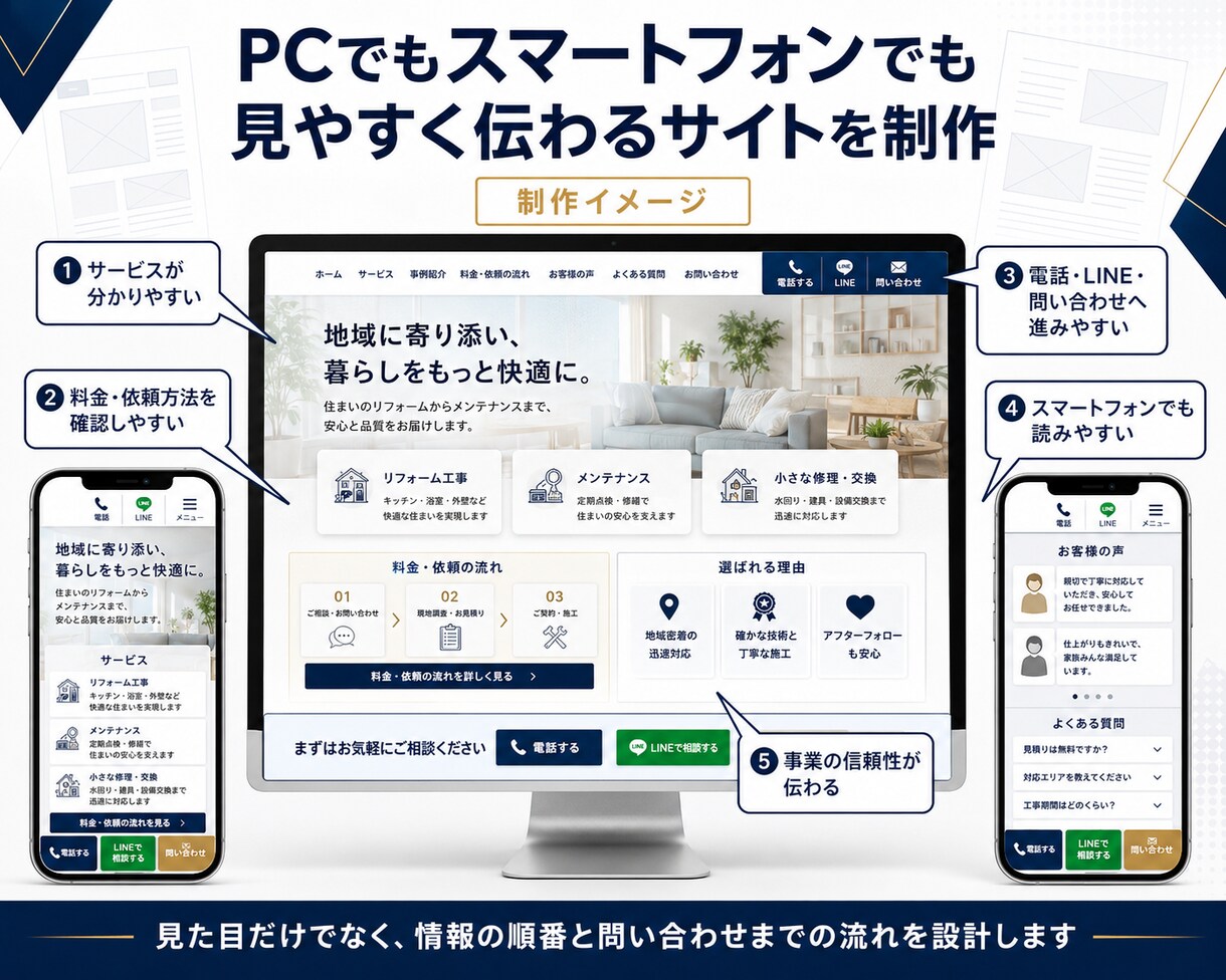 サイト制作・集客導線・分析設置込みで作ります 実際の店舗経営者が制作・記事作成・分析・改善サポート！ イメージ8