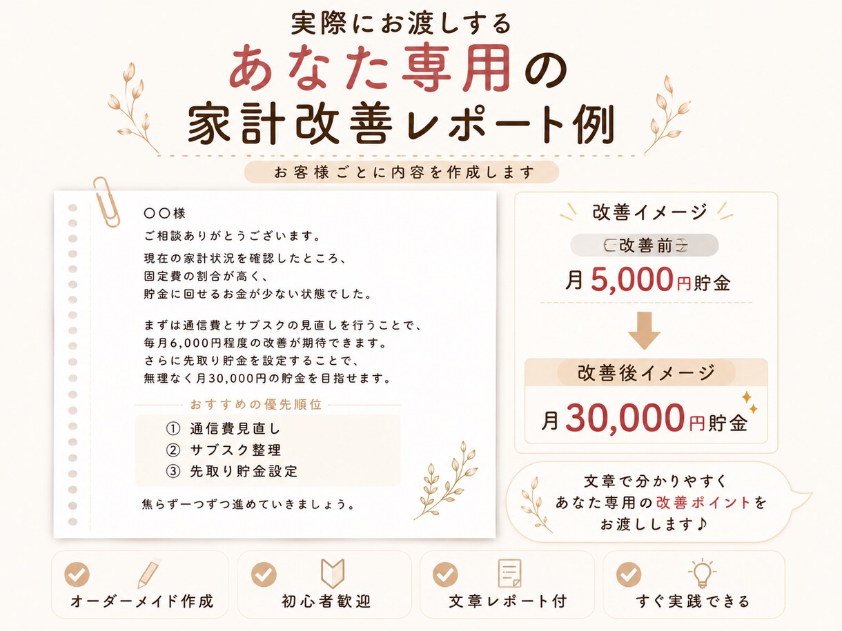 20代向け家計改善アドバイスします 貯金・資産形成の第一歩をサポート✨ イメージ3