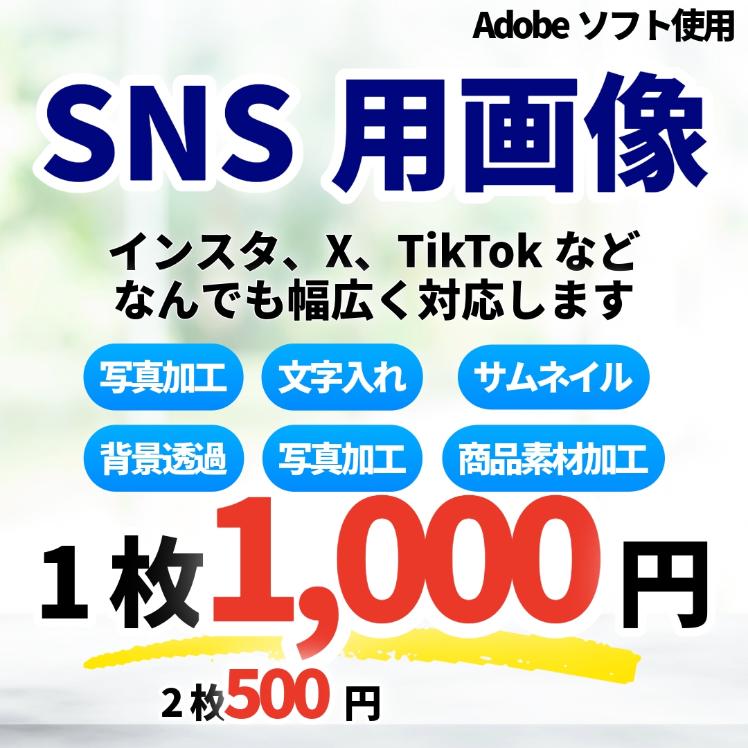インスタ・X・TikTok用の投稿画像を制作します 統一感あるデザインで注目！ 1枚1,000円 2枚目500円 イメージ1