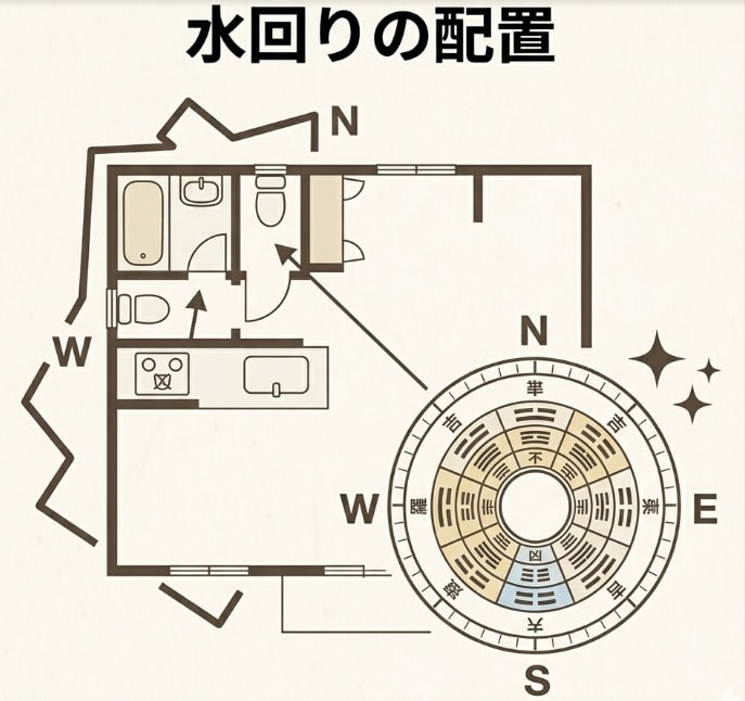 間取り図で玄関の向き・水回りの位置をチェックします 宅建士監修｜購入・引越し前の「気になる間取り」を整理 イメージ5