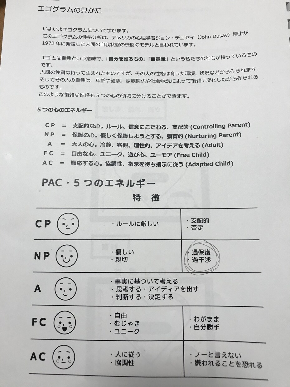 TA(交流分析)カウンセリングします 個人の性格特性を五段階のエゴグラムに基づいて解説します！ イメージ1