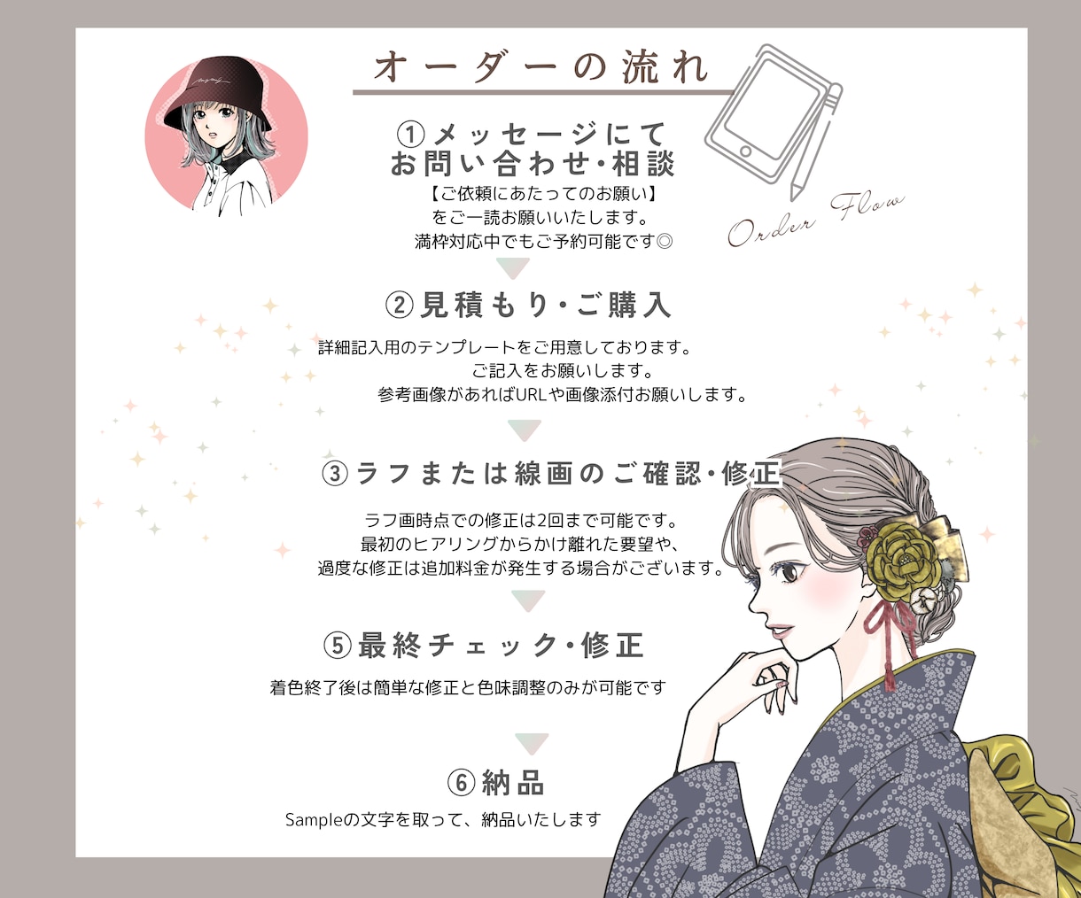 商用利用OK★印象的なイラストをお届けします 大人め、ふんわり、リアルめなどお洒落な少女漫画風イラスト イメージ8
