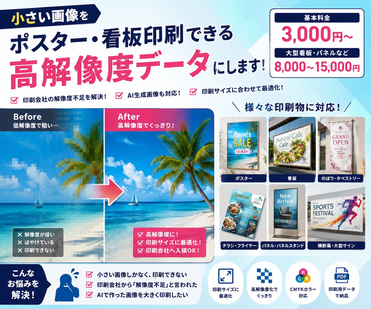 小さい画像をポスター・看板印刷用に高画質化します 「この画像、印刷できる？」を解決！印刷用高解像度に仕上げます イメージ1