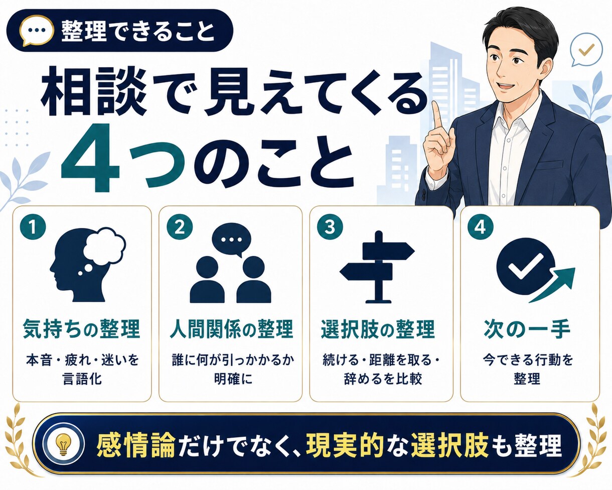 コーチ歴7年の私が職場の人間関係を整理します 職場の人間関係・上司・辞めたい・将来の不安。何でもどうぞ イメージ4
