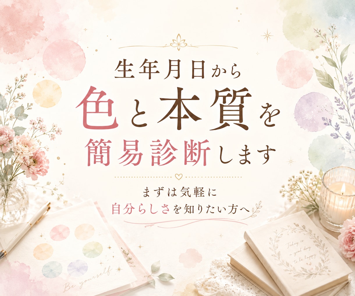生年月日から色と本質を簡易診断します まずは気軽に自分らしさを知りたい方へ イメージ1