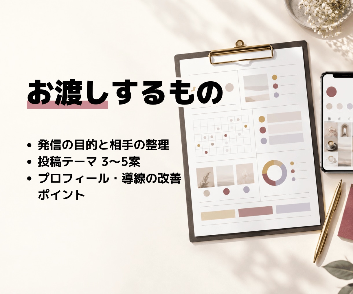 SNS発信の土台を整えるミニ設計します 投稿の迷いを整理し、続けやすい発信の型を作ります イメージ3