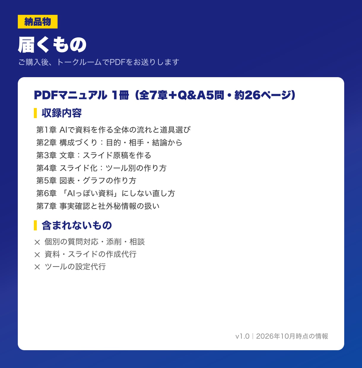 AI資料作成の方法をPDFマニュアルで提供します 構成からスライド化・事実確認までAIで仕上げる イメージ4