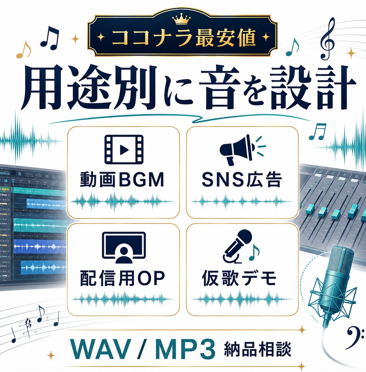 ココナラ最安値｜楽曲制作します 作詞作曲から仮歌まで対応します イメージ3