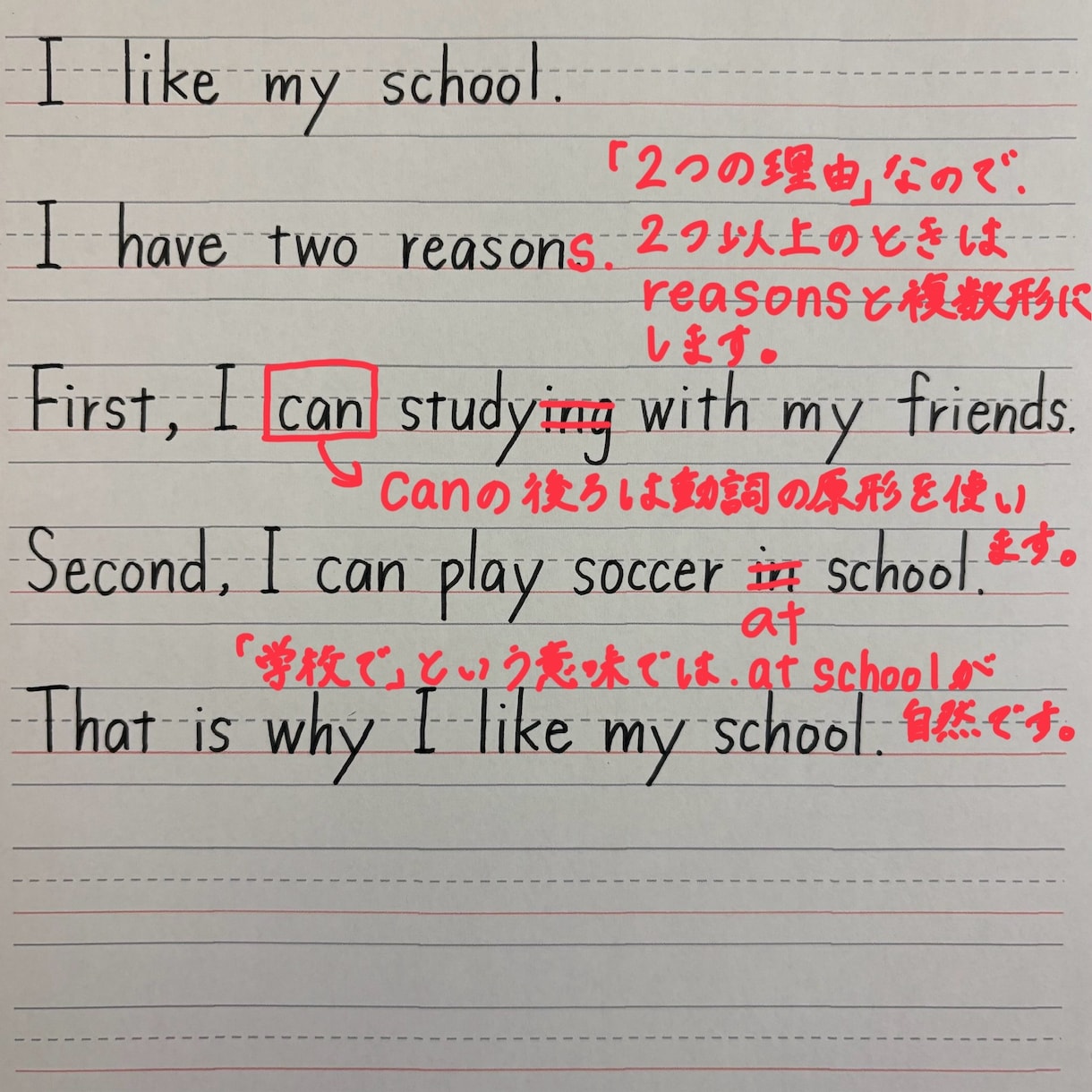 英検3級の英作文を丁寧に添削します 元中学校・現小学校英語教員が添削 イメージ5