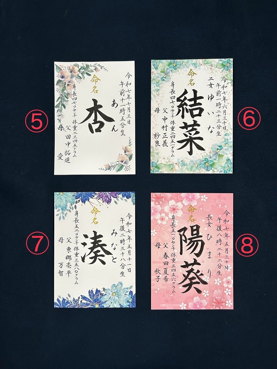 はじめましての記念に、世界で一枚、手書きます オリジナルA4サイズの命名書です イメージ3