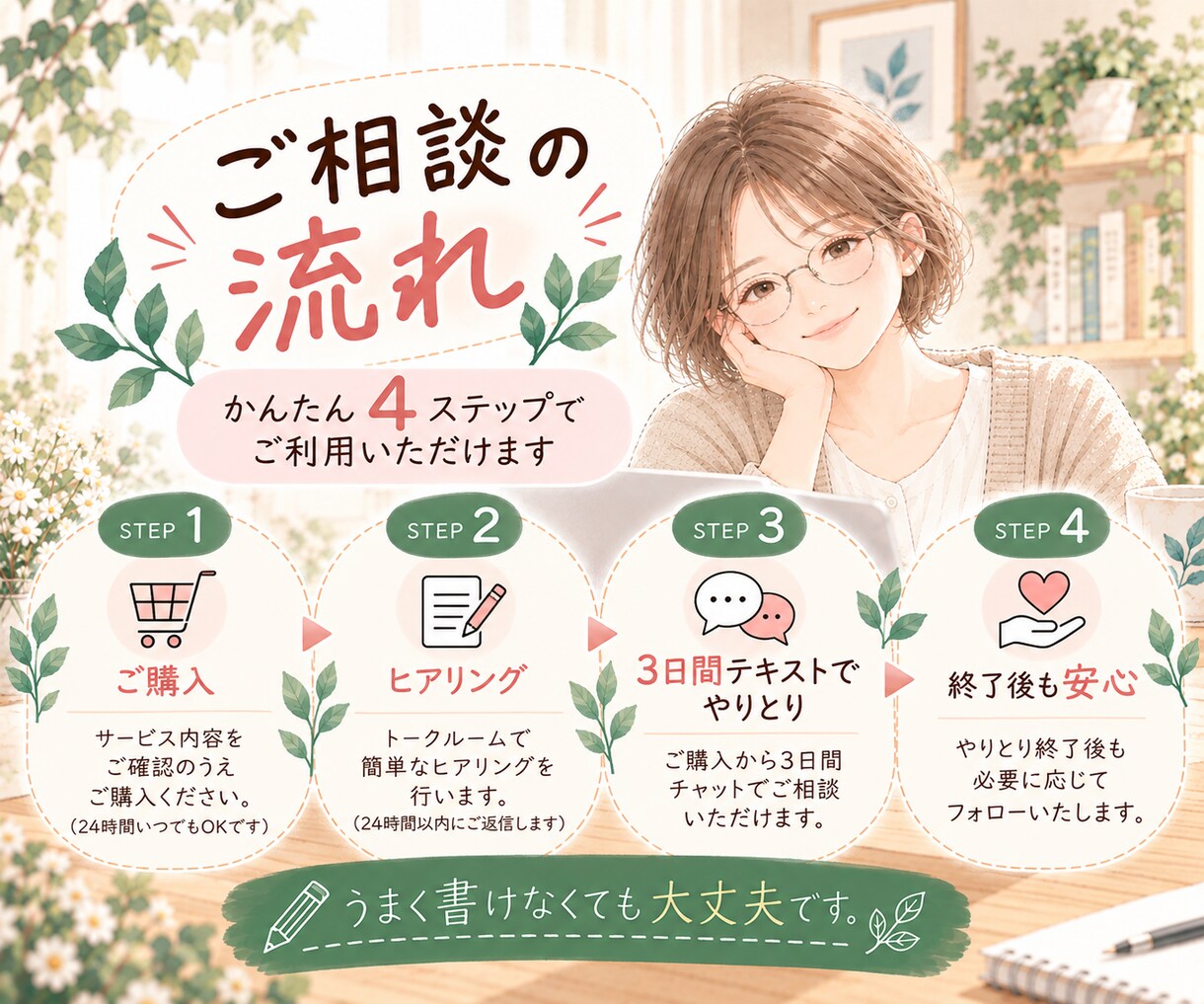 誰にも話せない気持ちを文章でゆっくりお聴きします 文章だからこそ、自分のペースで話せる場所です イメージ3