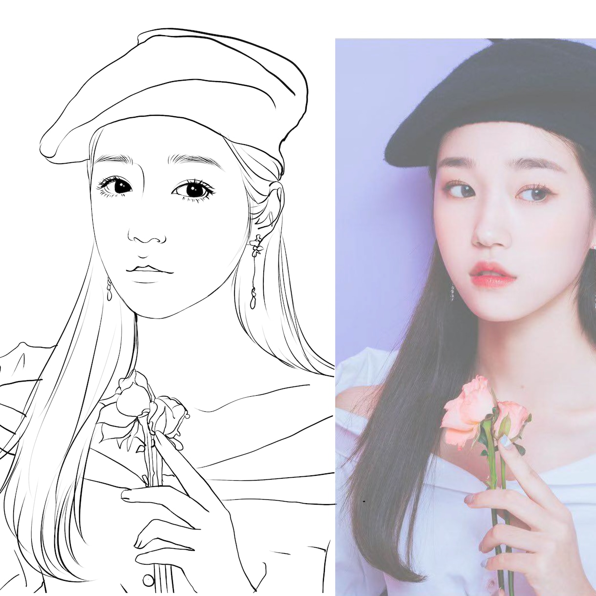 一色の線画似顔絵描ます お写真を元に似顔絵イラストをお描きします！ イメージ4