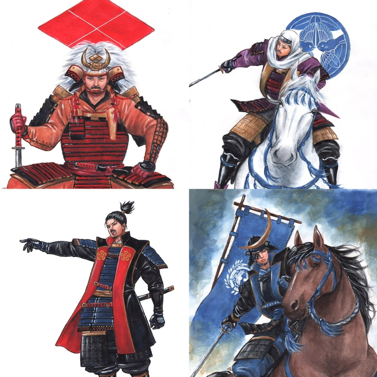 侍、戦国武将のイラスト描きます ややリアルタッチのアナログ手描きです。馬付きも可能です。 | イラスト作成 | ココナラ