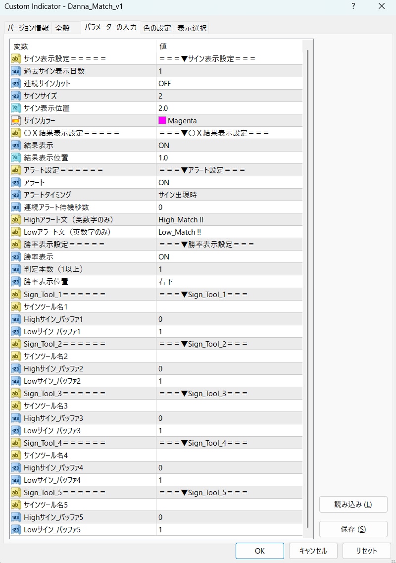 複数のサインツールのサインを1つにして表示します 各サインツールのバッファNoが一致したところにサインを表示 イメージ2