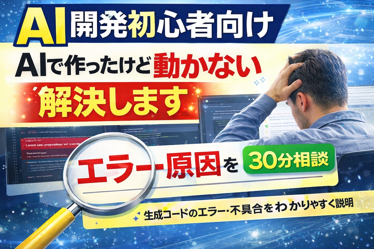 AIで作ったコードが動かない原因を特定します AI開発で詰まったポイントを一緒にほどきます イメージ1