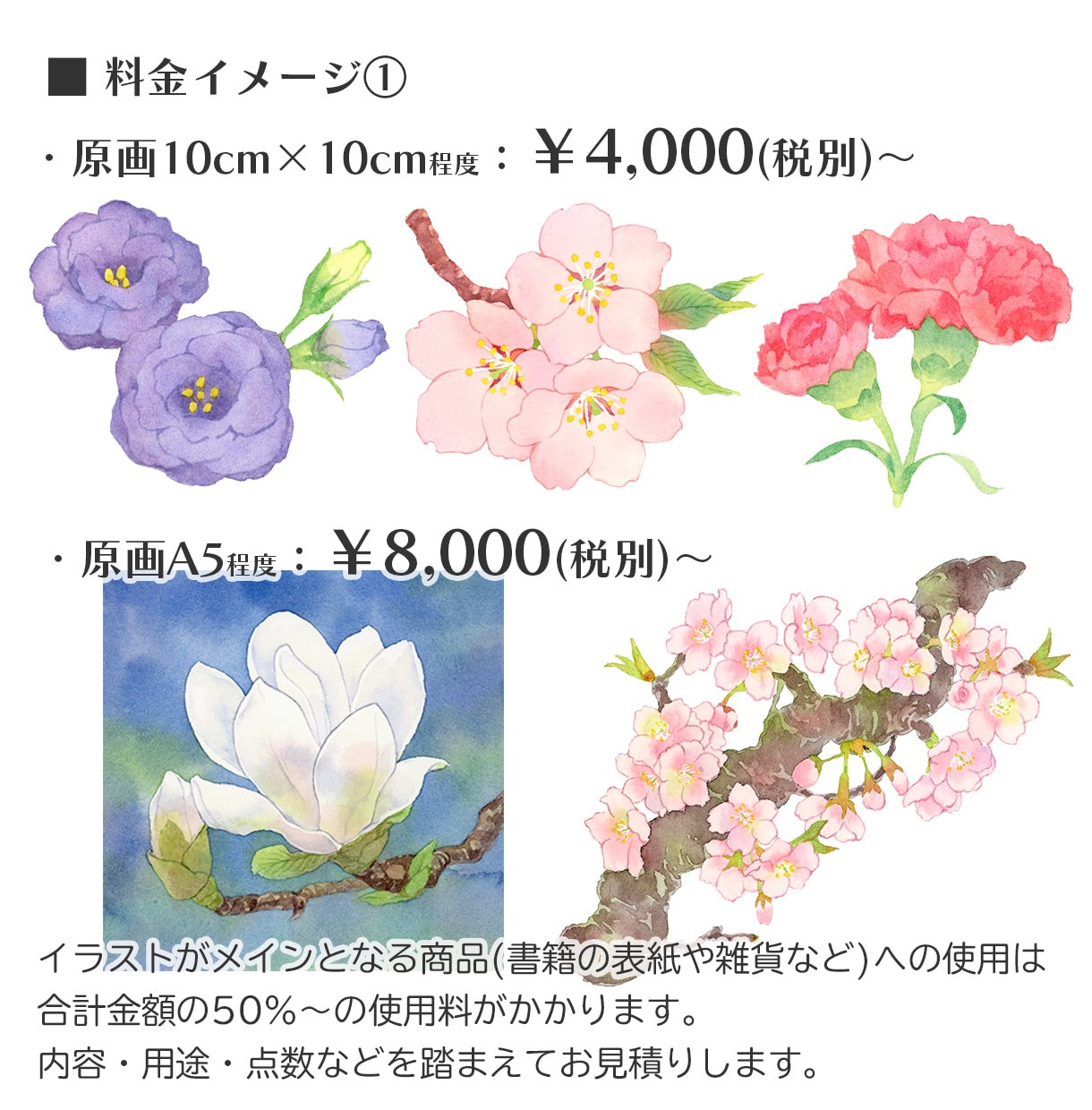 商用◎手描き水彩で心惹かれる花のイラストを描きます カラーラフ修正無制限、ヒアリングが得意です。構図から提案も可 イメージ2