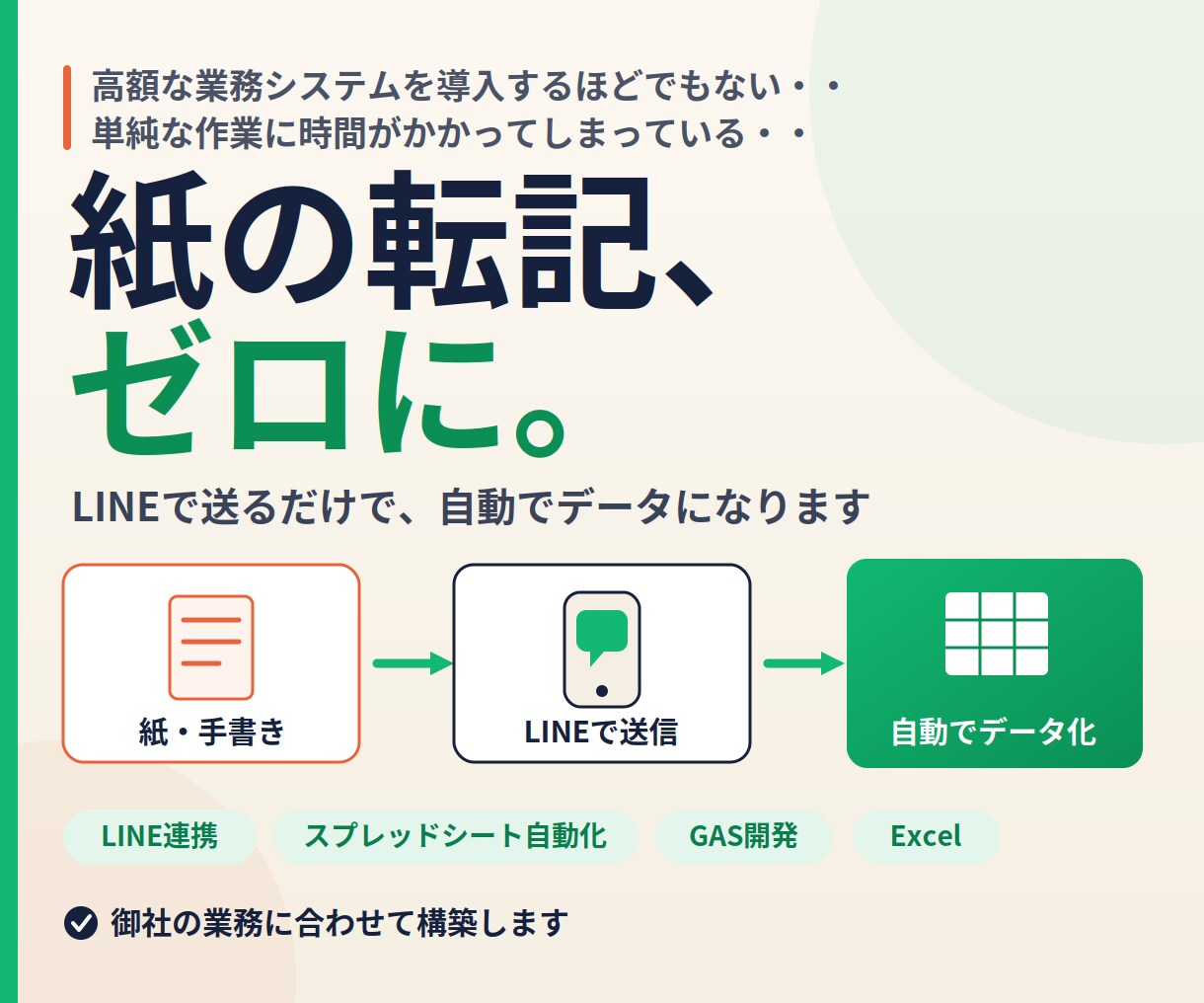 紙の集計・転記作業をゼロにする自動化を作ります 紙やExcelの単純な転記作業から解放いたします イメージ1