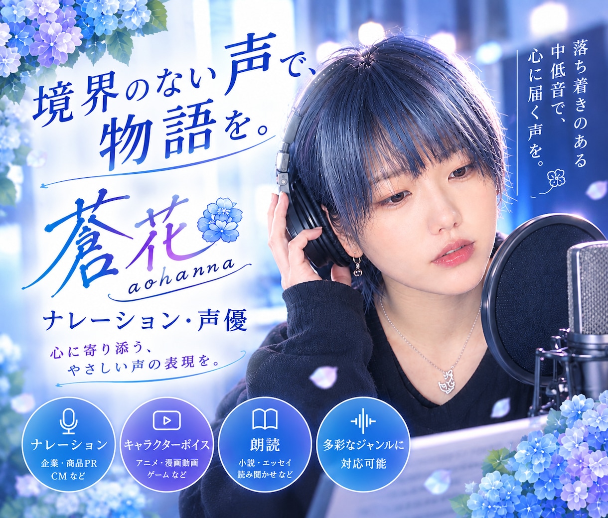 落ち着いた中低音で収録します 中性的で落ち着きのある声質です イメージ1