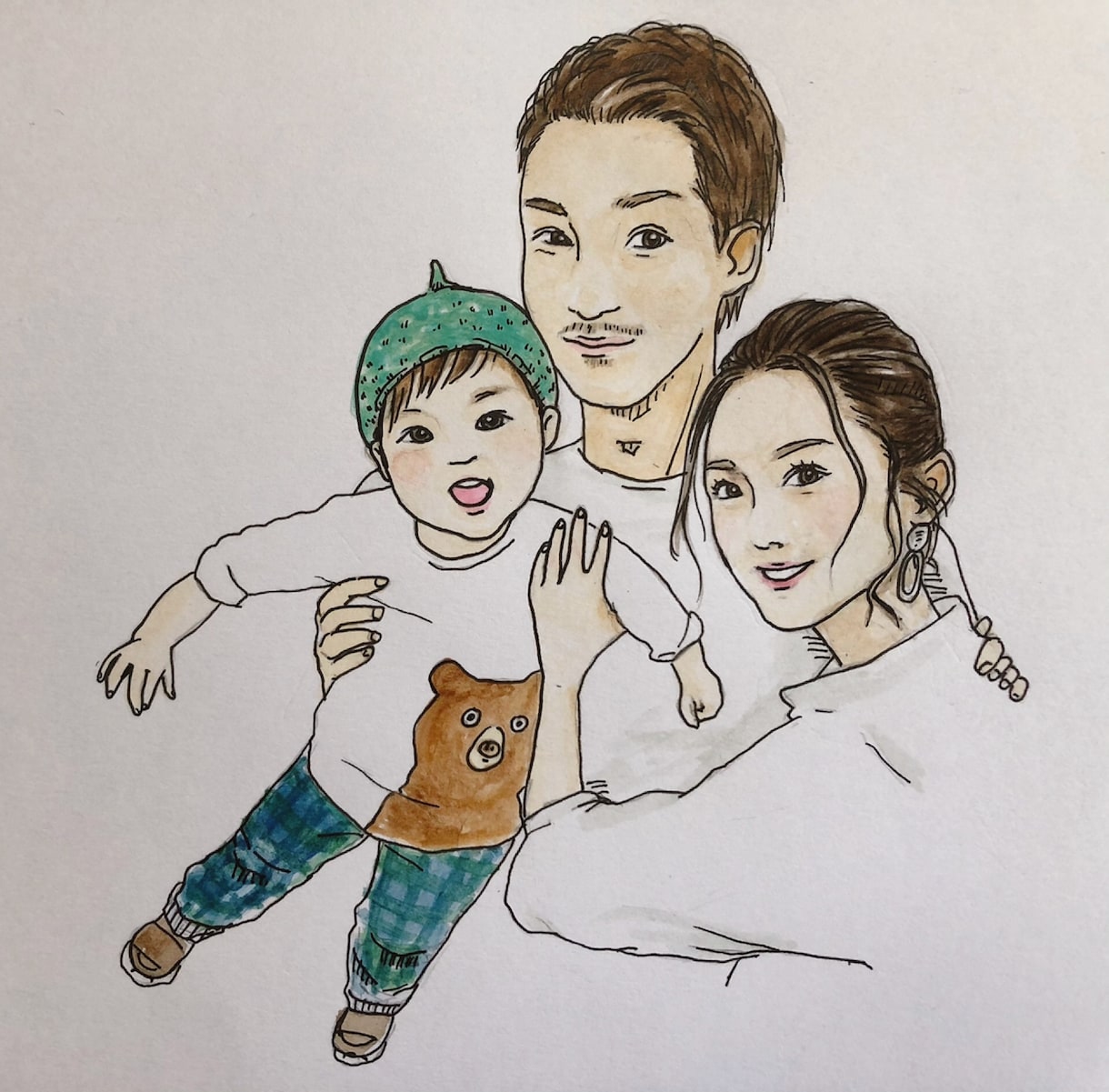 それぞれ別々の写真からでも素敵な似顔絵描きます 他のインテリアにも合わせやすいシンプルでおしゃれな似顔絵です イメージ2