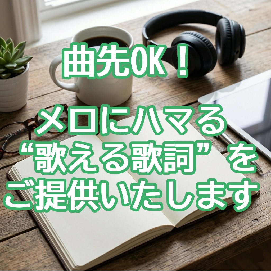 曲先OK｜メロにハマる“歌える歌詞”を書きます 作曲家ならではの目線で”歌いやすさ”まで整えます イメージ1