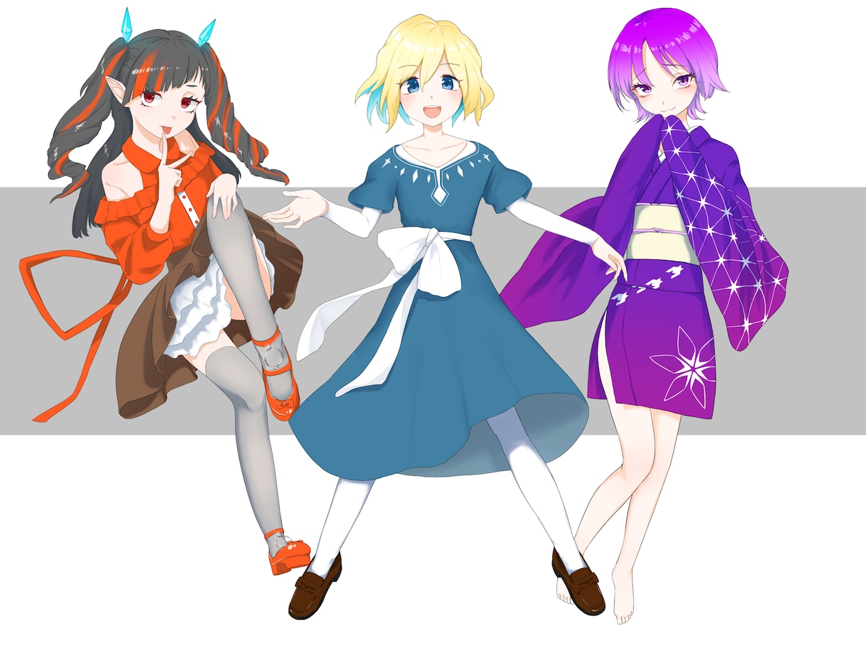 キャラデザ・立ち絵・一枚絵の制作承ります 可愛いキャラ、カッコいいキャラ、お任せください！ イメージ1