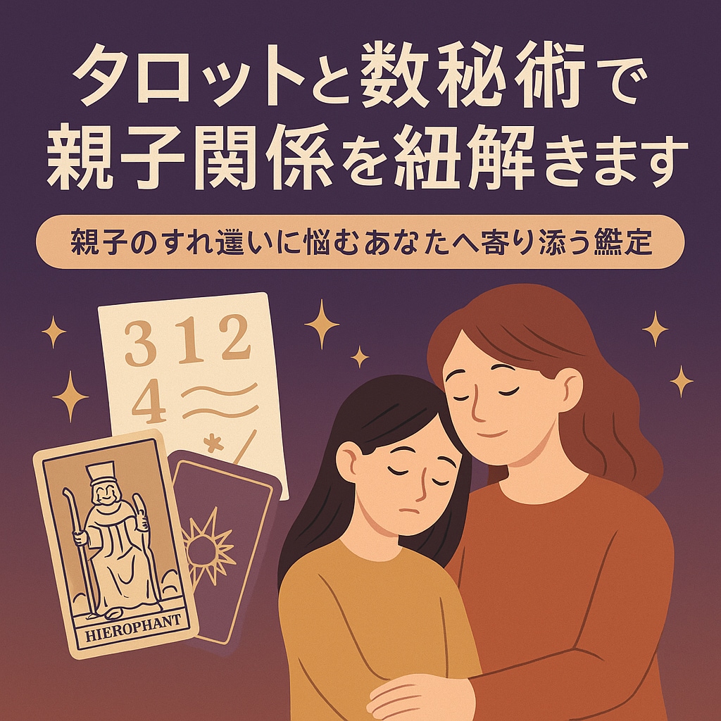 親子関係をタロットと数秘術で紐解きます 親子のすれ違いに悩むあなたへ寄り添う鑑定 イメージ1