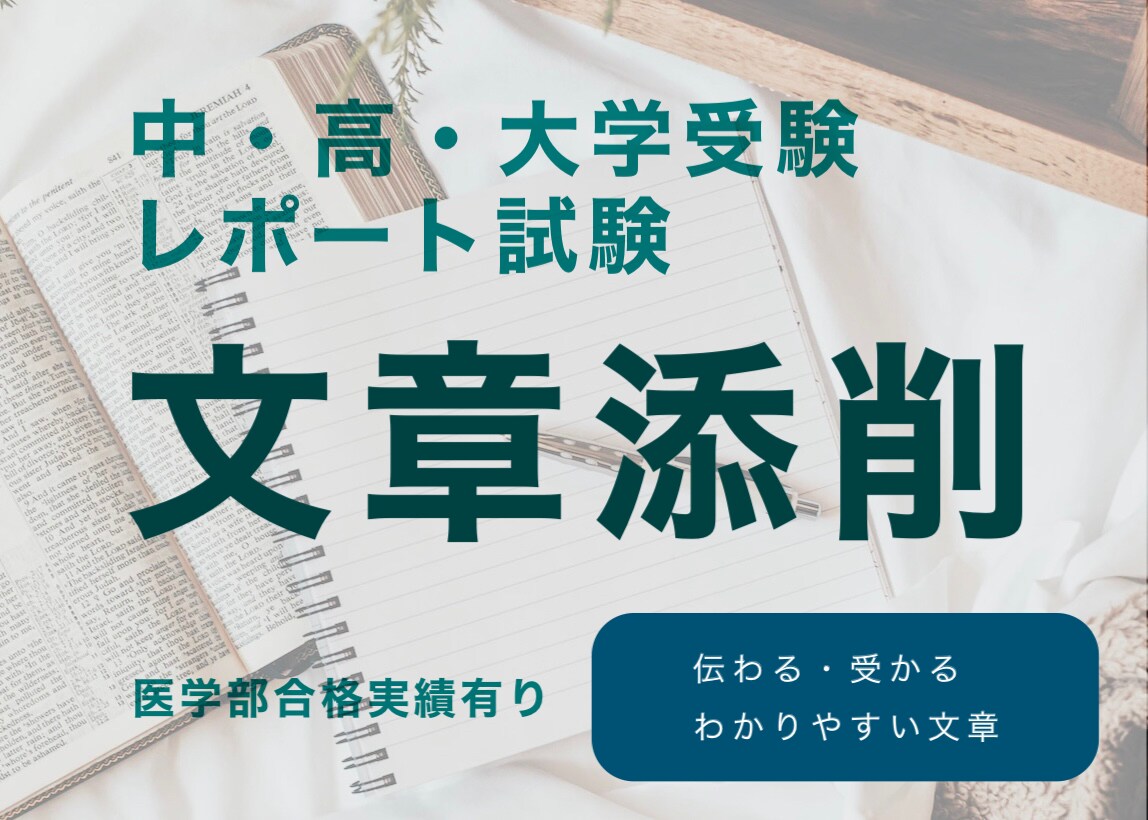 医学部合格実績のある小論文講師が文章の添削をします 相手に伝わる・合格する文章をご提案 イメージ1