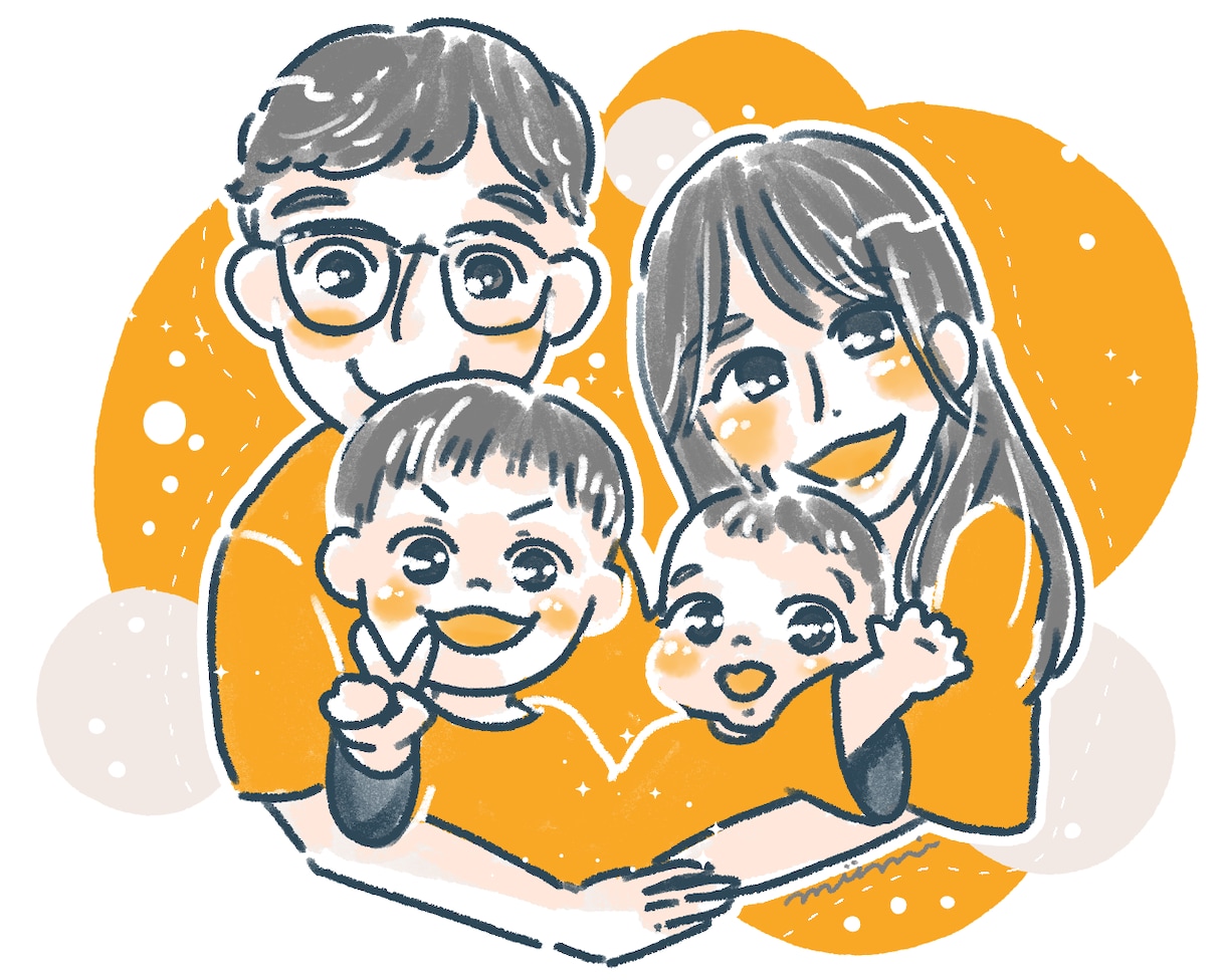 カラフルでおしゃれ！家族みんなの似顔絵描きます ギフトに最適！オシャレに飾れる色使いの似顔絵はいかがですか？ イメージ5