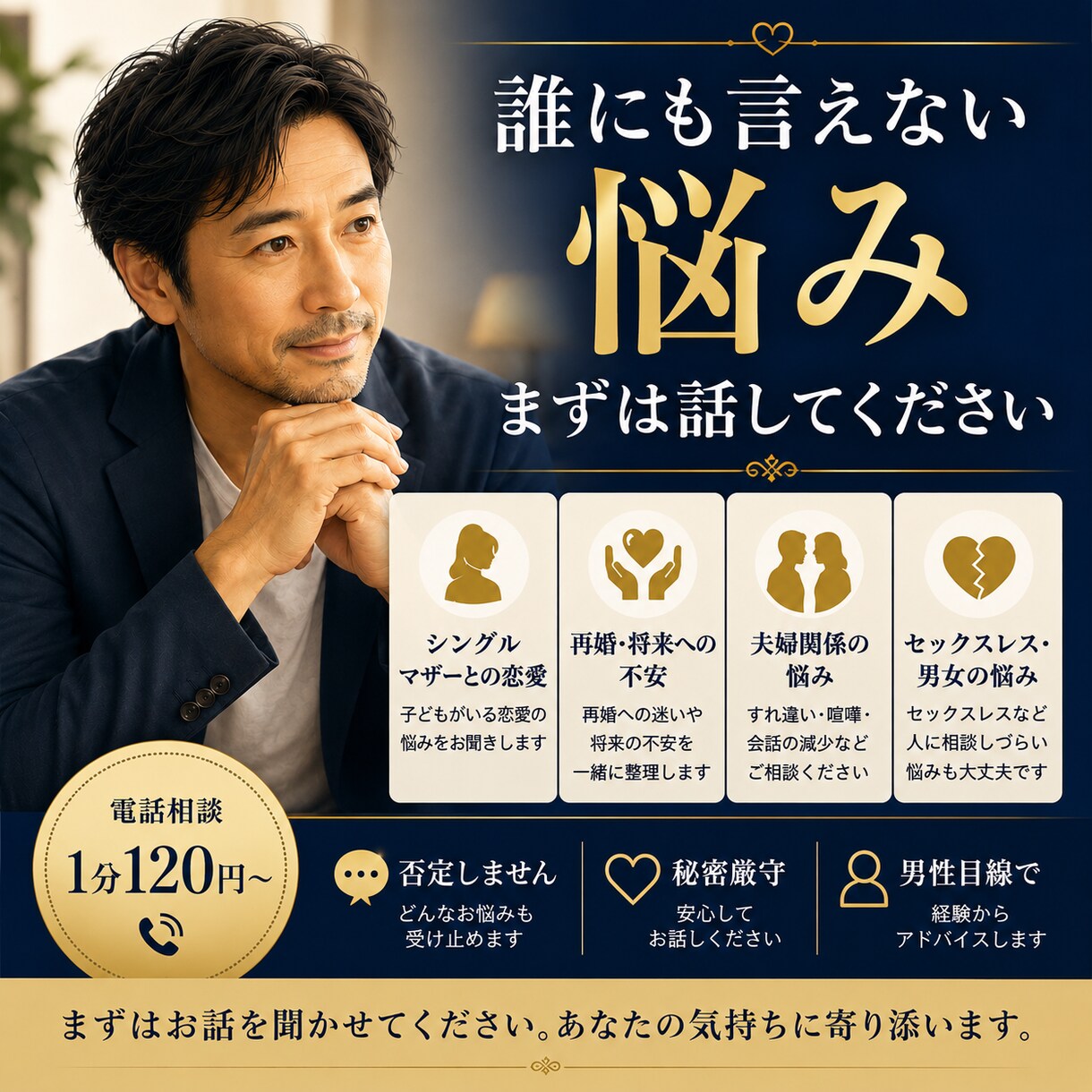 シングルマザー・夫婦関係の悩みをお聞きします まずは聞きます。否定せす男性目線で一緒に整理します。 イメージ1