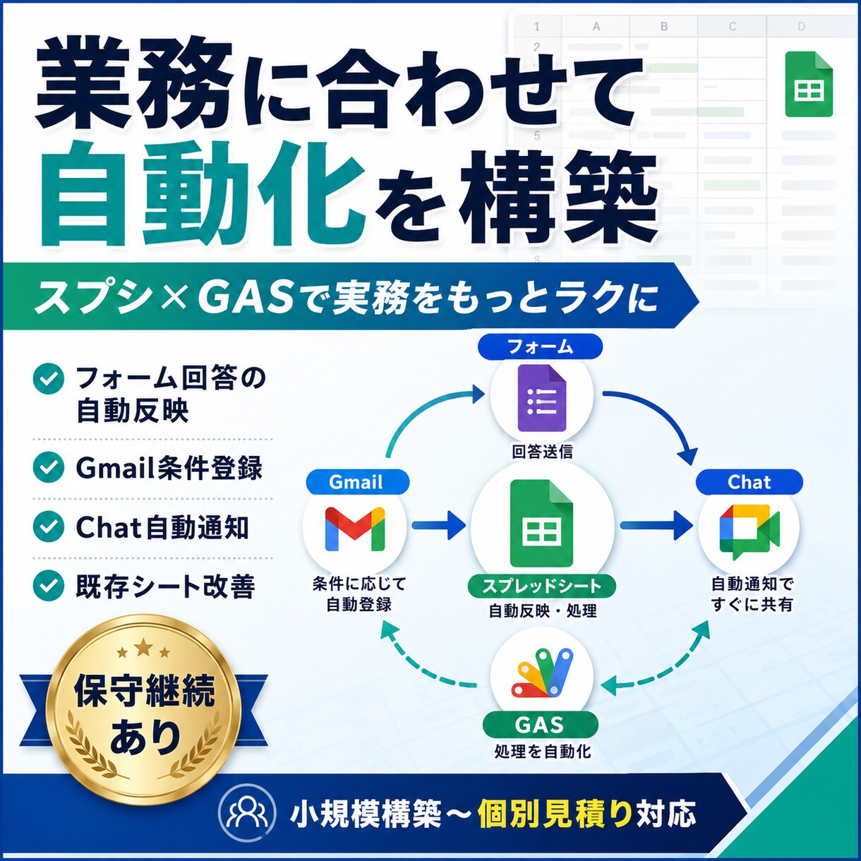 スプシ×GASで業務自動化を構築します 転記・集計・通知・管理表更新をラクにします イメージ3