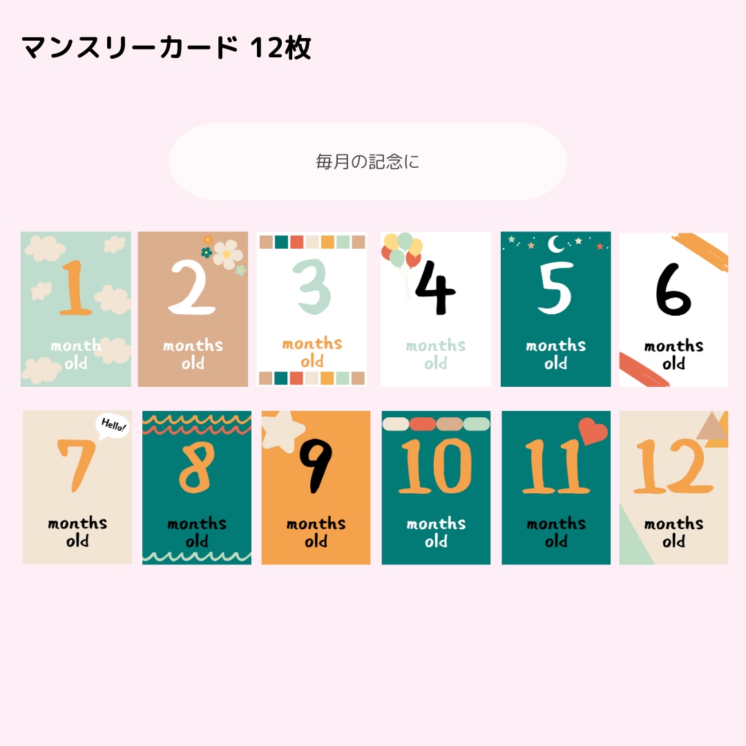 マンスリーカード作成します 赤ちゃんの成長記念に♡マンスリーカード21種類のセットです イメージ2