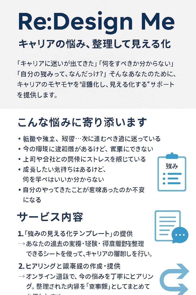 強みの可視化サポートをします 自分のキャリアを“再設計”しませんか？ イメージ1