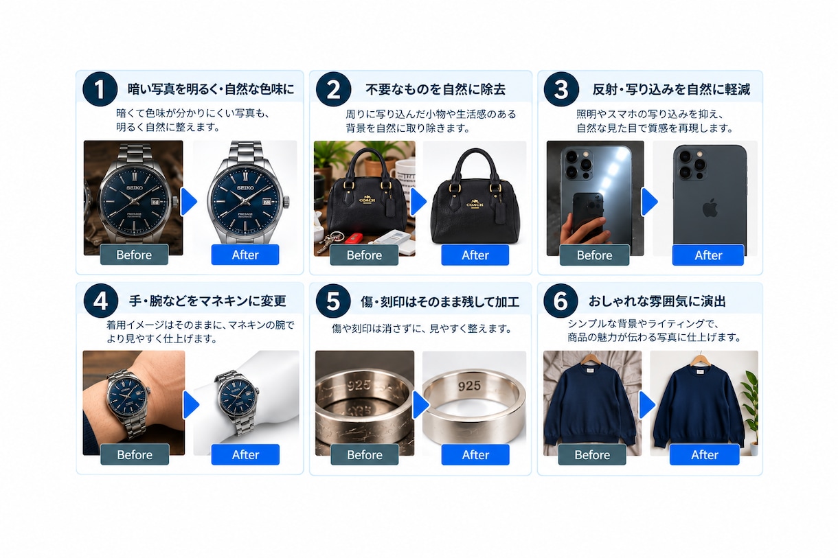フリマサイトの商品写真を綺麗に加工します フリマサイト等の商品写真に自信がない方の出品をサポートします イメージ2