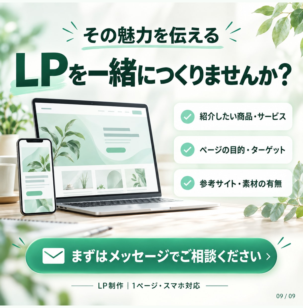 商品の魅力が伝わるLPを制作します 魅力を整理し、問い合わせ・申し込みを案内するLPへ イメージ9