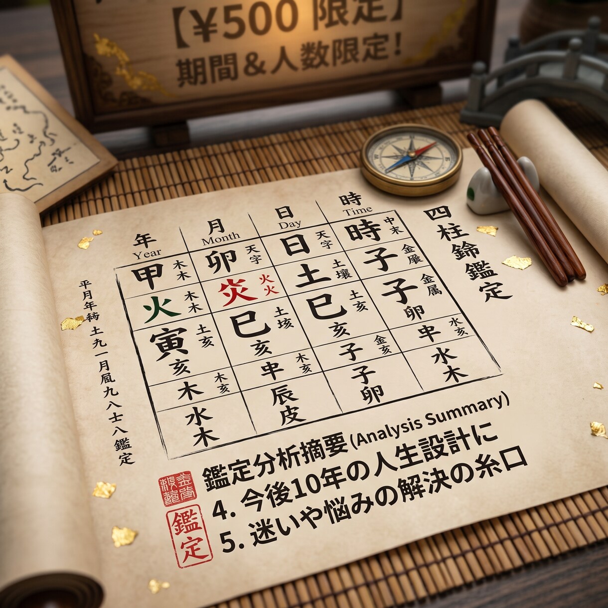 四柱推命であなたの悩み何でも鑑定します 「生年月日からあなたの悩みと未来を紐解きます」 イメージ3