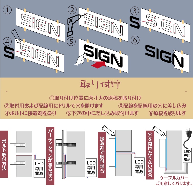 オリジナル看板 LEDチャンネル文字 作成します 箱文字 店舗用 立体文字 背面発光 サイン イメージ10
