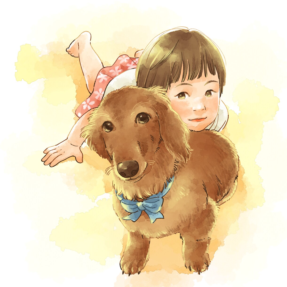 お子さまやご家族の水彩風の似顔絵イラストを描きます 結婚・出産のお祝いや自宅のインテリアに…ペットイラストもOK イメージ4