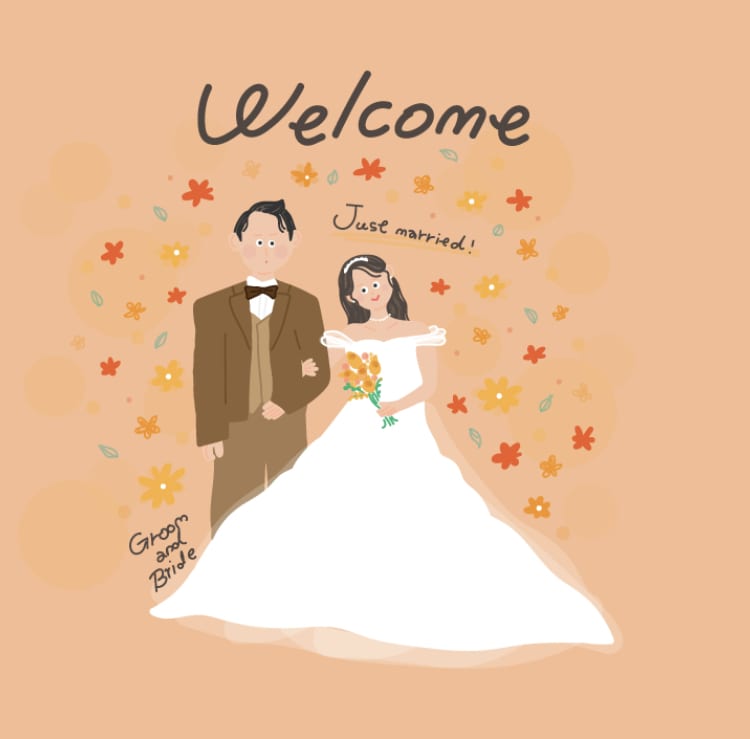海外風タッチ♡お洒落なウェディングイラスト描きます 結婚式用、プレゼント用でも･:*+. イメージ4