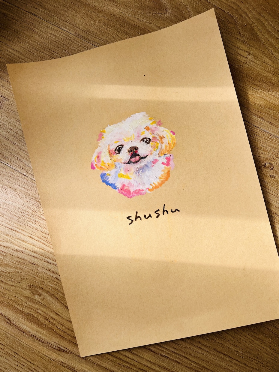 顔のみ / 大切な愛犬の似顔絵を描きます ご家族の好きな色で愛犬の似顔絵を手描きでお届けします イメージ3