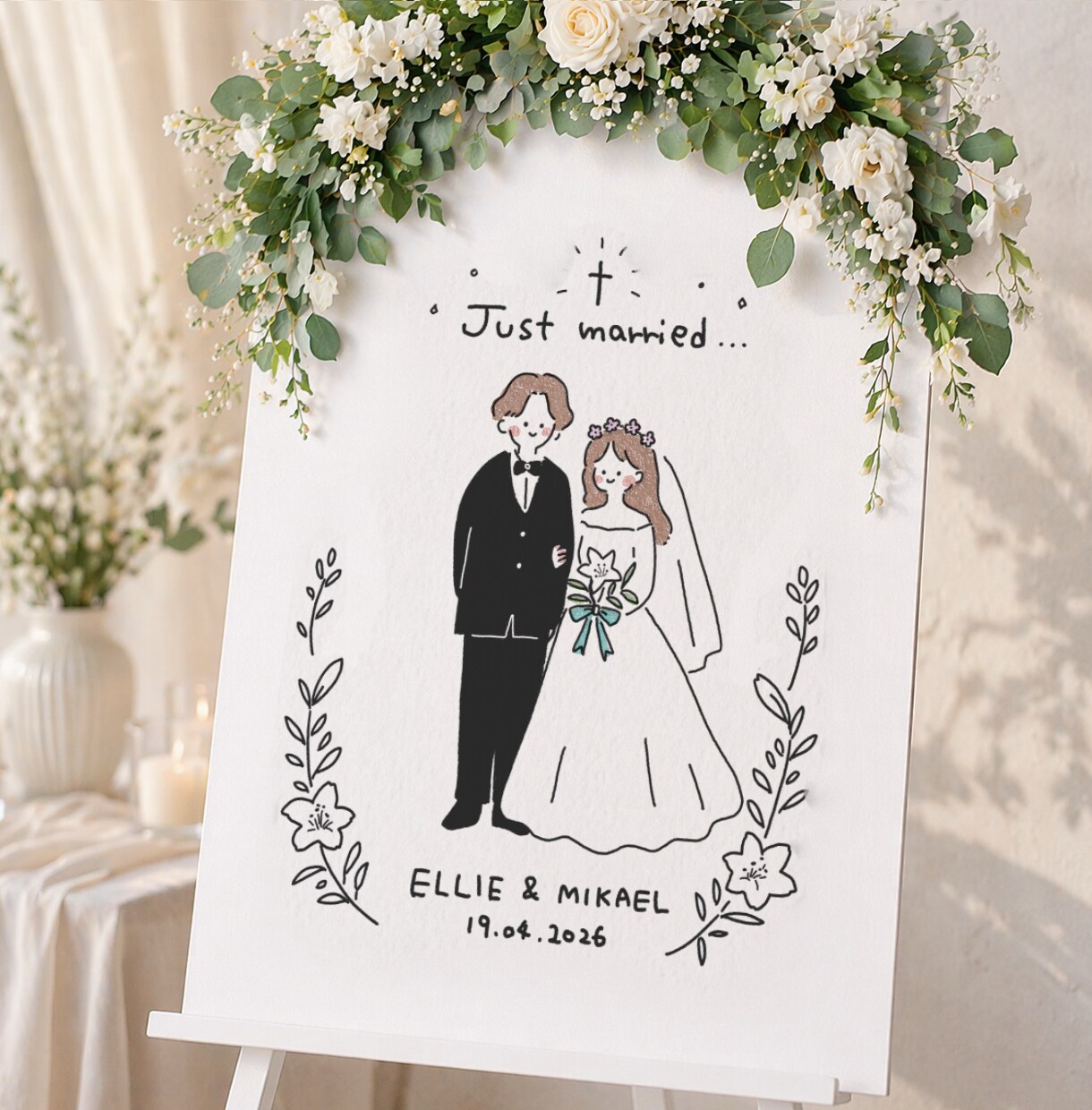 ウェルカムボード＆結婚式イラスト制作します おしゃれで可愛いシンプルなウェディングイラスト イメージ4