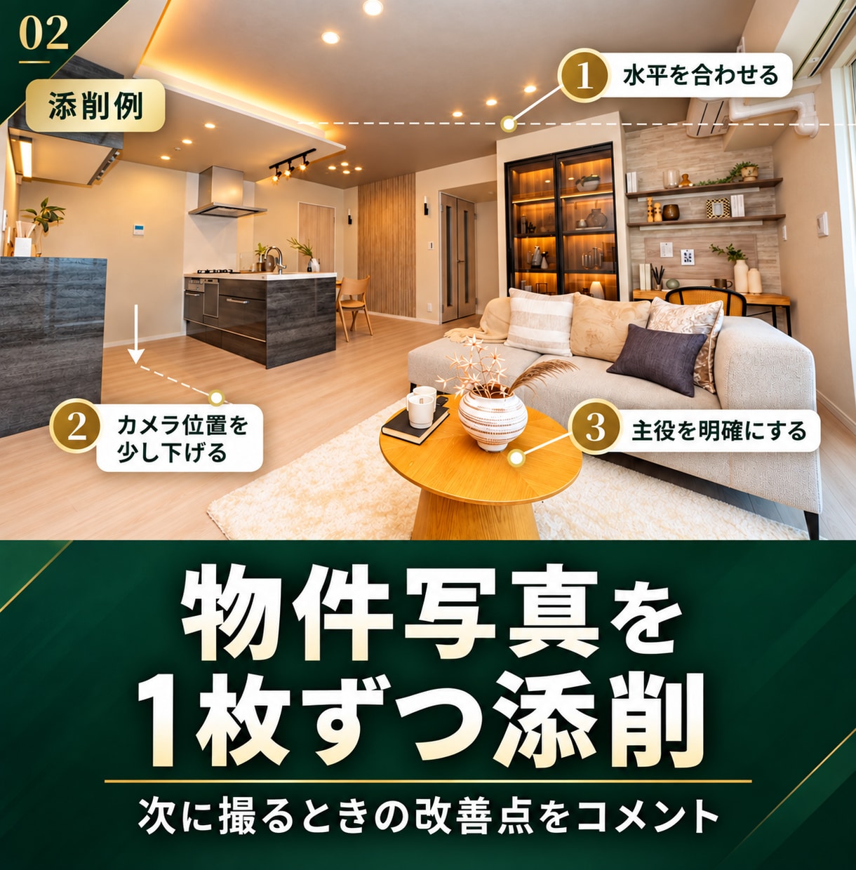 物件写真を建築・不動産撮影の視点で添削します 角度・高さ・光の入れ方まで1枚ずつコメント イメージ1