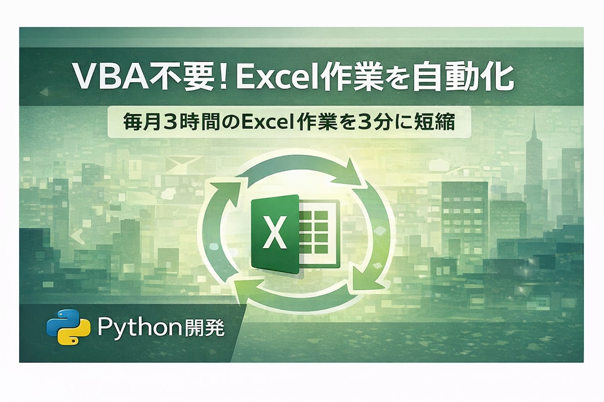 VBA不要！Excel作業を自動化します 毎月3時間のExcel作業を3分に短縮します イメージ1