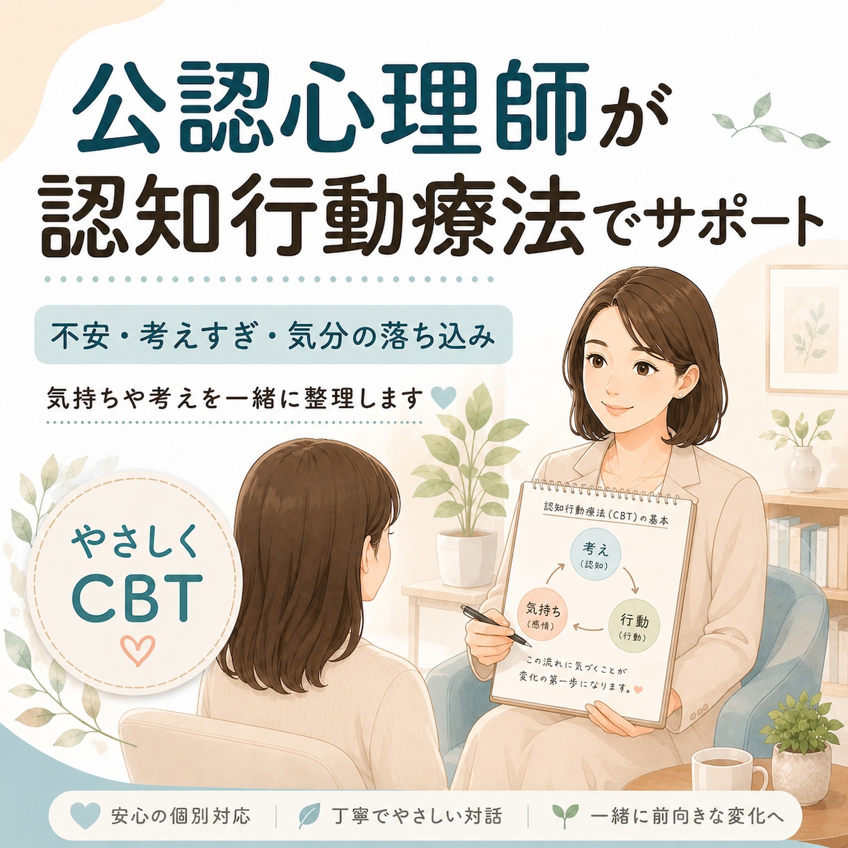 公認心理師がサポートします 考え方のクセやストレス対処法を一緒に整理します イメージ1