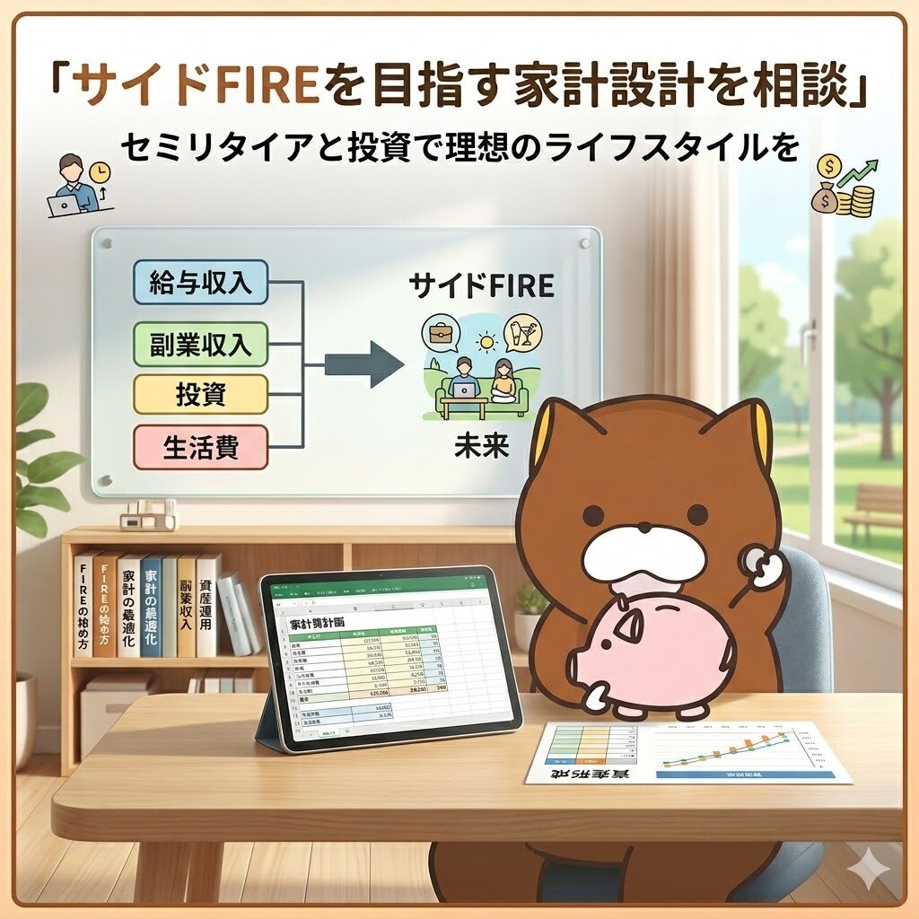 サイドFIREを目指す家計設計を相談します サイドFIREを目指す共働き家庭の家計・資産設計相談（通話） イメージ1