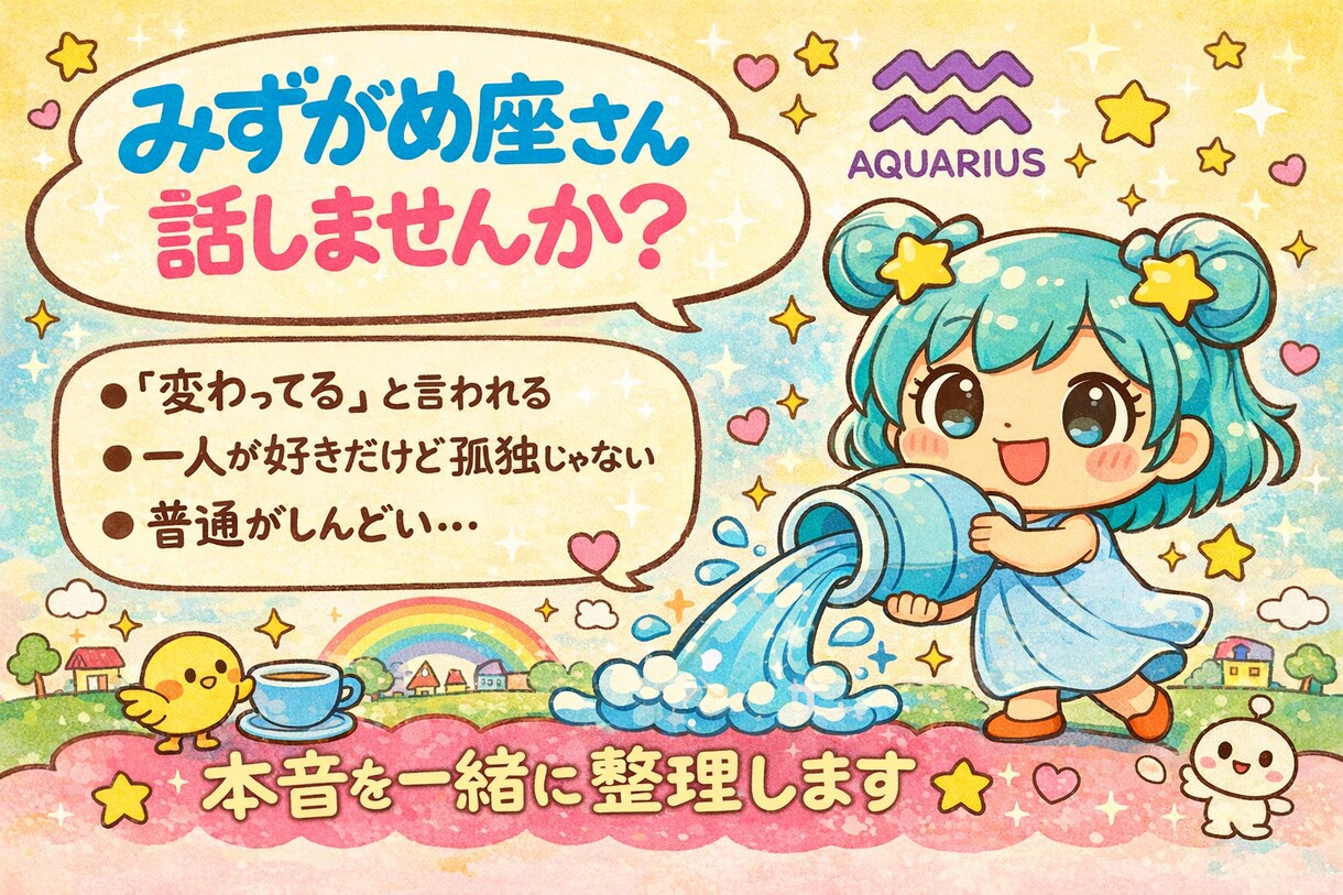 チャットでお話☆みずがめ座さんの本音を整理します 「変わってる」と言われがちなあなたへ イメージ1