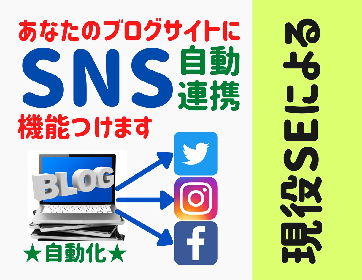 あなたのブログサイトに自動SNS連携機能追加ます ブログ記事書いて、それをSNSに投稿する手間を省きたい方へ！ イメージ1